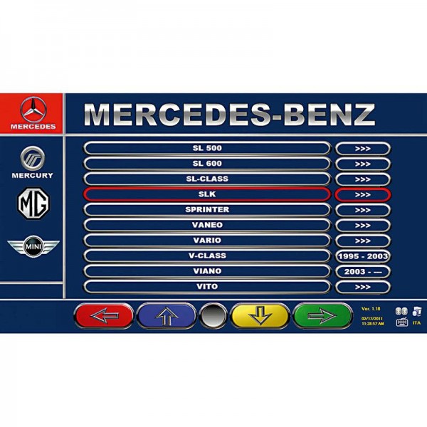 Target Data Selection Screen Mercedes Benz